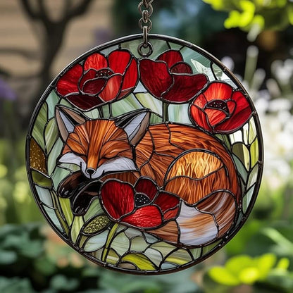 Fox Acrylic Suncatcher, Boho Suncatchers for Window Hanging Ornament, Stained Glass Effect Indoor Outdoor Garden Decor for Nature Lover, Gifts for Mother's Day, Mom, Grandma, Wife, Women