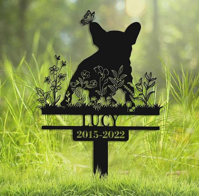 French Bulldog Garden Stake,Pet Memorial,Infinity Heart,Gift for Cat Lovers,Sympathy Stake,Garden Decor,French Bulldog Pet Grave Marker,French Bulldog Memorial Stake,French Bulldog Gift.