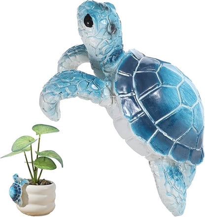 Sea Turtle, Blue Turtle Statue, Hanging Resin Turtles Flower Pot Decorative Sculptures Used for Indoor and Outdoor Gardens, Courtyards and Home Decor