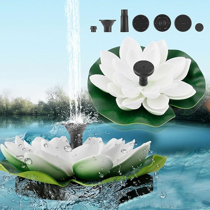 Solar Garden Fountain Water Lilies Designs Outdoor Bird Bath Accessories Suitable for Patios and Fish Pond Fish Pond Accessories