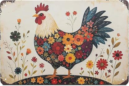 Funny Tin Signs Chicken Coop Decor Outdoor Vintage Rooster Gifts Yard-signs Decorative Signage For Farm and Garden 8×12 inches (J)