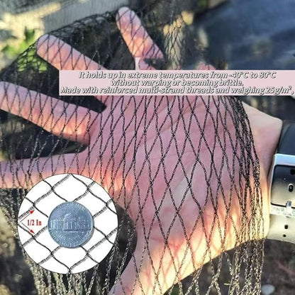 JUNFLYING 30x30 Ft Pond Netting for Leaves, 1/2 in Fine Mesh, Strong Woven Koi Fish Net Cover, Against Birds, Cats & Predators, Stakes Included