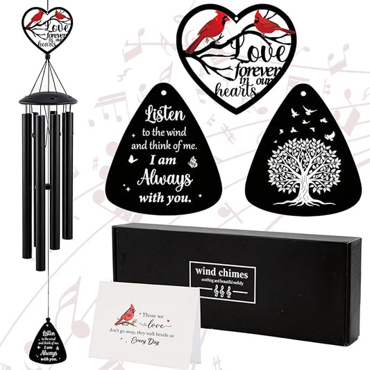 Cardinal Wind Chimes for Outside - Metal Windchimes Memorial Mother Father Sister Sympathy Gifts for Loss of Loved One Indoor Outdoor Garden Patio Burial Decor Bereavement Remembrance Gift