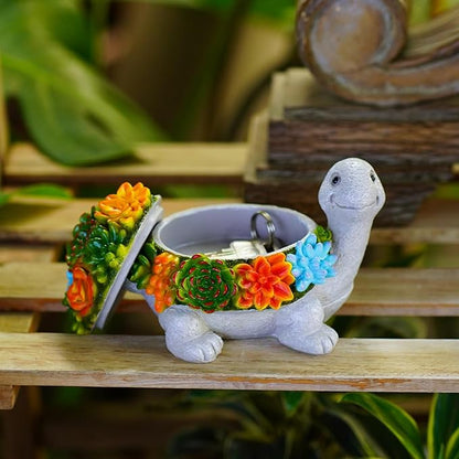 Outdoor Turtle Key Hider Statue - Cute Succulent Turtle Hide a Key Outdoor Decorative - Small Gift Box for Women, Home Decor & Gifts