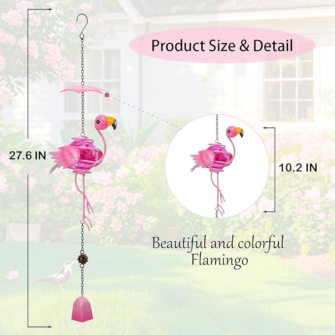 MUMTOP Flamingo Wind Chimes for Outside - 2 Pack Flamingo Gifts for Women, Decorative Wind Bell Hanging Ornaments Pendant Indoor Outdoor Window Yard Porch Decor