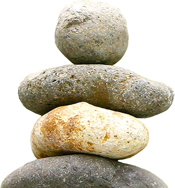 BestNest Ancient Graffiti Stone Cairns Set, 2-Piece Stacked Rock Sculptures with Metal Rod Support, 10" & 14" Garden Stone Towers for Zen, Japanese, or Wabi-Sabi Décor, Indoor Outdoor Home Ornament