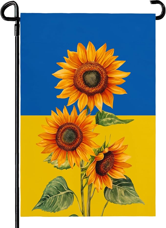 Ukraine Sunflower Garden Flag 12x18 Inch Double Sided Seasonal Fall Yard Flag Blue and Yellow Floral Outdoor Decor for Lawn Patio Garden Durable Welcome Autumn House Banner