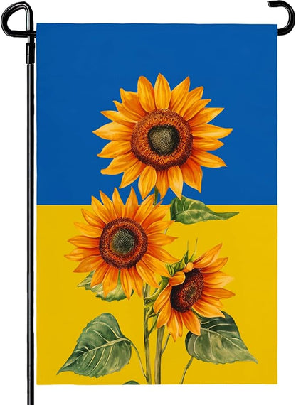 Ukraine Sunflower Garden Flag 12x18 Inch Double Sided Seasonal Fall Yard Flag Blue and Yellow Floral Outdoor Decor for Lawn Patio Garden Durable Welcome Autumn House Banner