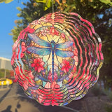 Dragonfly Wind Spinner, 3D Hanging Stainless Steel Garden Spinner, Wind Spinner Hanging for Outdoor & Indoor Décor, Unique Gifts for Yard Garden Decoration or Patio Décor (Dragonfly)