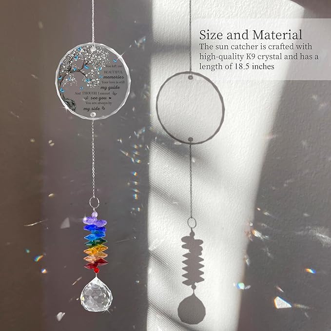 Memorial Suncatcher Ornament Sympathy Gift for Loss of Loved One - Crystal Rainbow Maker - Bereavement Keepsake - Hanging Crystal Decor - Loss of Family Friend Pet