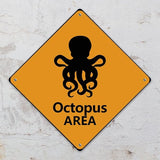 Octopus Crossing Sign Caution OctopusXing Sign Street Sign Wildlife Novelty Road Fence Wall Decor Warning Metal Tin Sign For Indoor Outdoor 10x10in