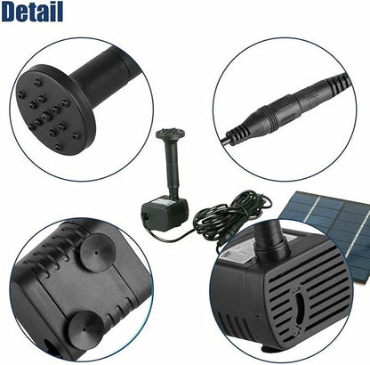 Solar Powered Fountain with 5 Size Spray Adapters Energy Saving Water Pump for Pond Garden Decor