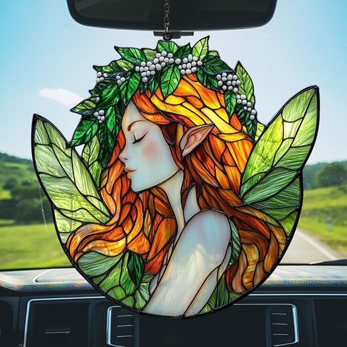 Healing Fairy Acrylic Suncatcher Stained Glass Effect Window Car Hanging Christmas Ornament Indoor Outdoor Decor Garden Sun Catcher Panel for Fairy Lover for Women Mom Grandma