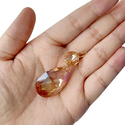 PATIKIL Teardrop Crystal Chandelier Pendants Beads, 6 Pack 160mm Length 38mm Chandelier Prisms Parts Ornaments Hanging Beads for DIY Arts Crafts Decoration, Electroplating Gold Tone