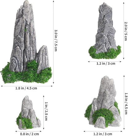 NUOBESTY 8pcs Mini Rockery Statue Resin Bonsai Landscaping Rockery Decor Desktop Micro Landscape Ornament for Garden Terrarium Decoration