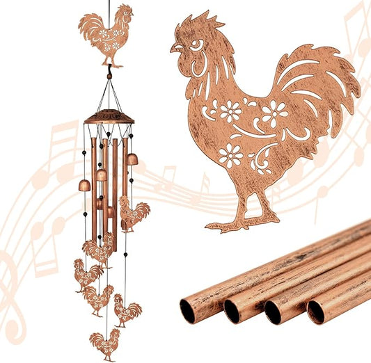 GDNSFIT Chicken Wind Chimes for Outside,Metal Windchimes,Chicken Gifts for Women/Men,Wind Chime Garden Decor Outdoor,Memorial/Housewarming/Birthday/Festival Gifts,Front Yard Decor