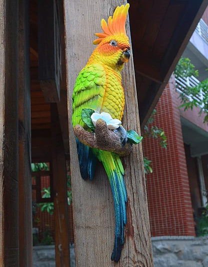 Tropical Real Hanging Parrot Decor,Resin Bird Figurines,Bird Statues,Home Ornament Decor for Tiki Bar,Perfect for Yard Ornaments,Tree Decorations Outdoor,Patio,Lawn,Tree Trunk, Porch