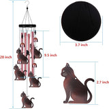 Outdoor Cats Wind Chimes Indoor Decor - Hand-Made Mobile Romantic Windcatcher, Cat Chimes, 28" Cats Wind Chimes for Home, Balcony, Tree, Patio, Garden Decoration, Gift for Mom(4 Tubes, 5 Cats)