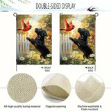 Spring Summer Black Lab Garden Flags 12x18 Double Sided, Small Burlap Seasonal Cardinal Floral Dog Garden Flag Spring Summer Outdoor Yard Decorations for Outside Lawn Decor