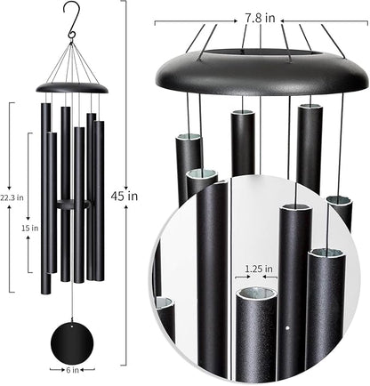 FDOCOI 45'' Wind Chimes Outdoor,Memorial Wind Chime, Large Wind Chimes for Outside Deep Tone, Sympathy Gifts. Black