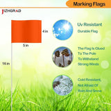 100Pack Orange Marking Flags, JIZHGRAD 16x4x5 Inch Marker Flags Use for Yard & Lawn, Boundary & Dog Training, Survey & Landscape, Sprinkler & Surveyor, Garden & Construction, High Visibility, Sturdy, Versatile, UV & Weather Resistant