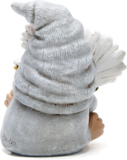 Hodao Spring Gnome Decoration Flower Elf Ornaments Decor Gifts Summer Gnome Figurines Spring Gnoms for Garden Decor Gifts for Outdoor Decor for Mom, Grandma (Grey-Man)