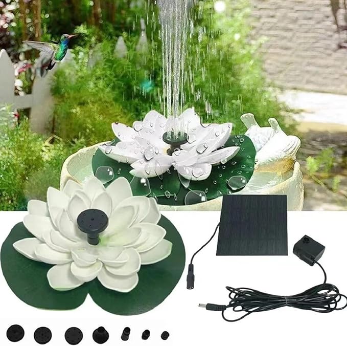 Solar Garden Fountain Water Lilies Designs Outdoor Bird Bath Accessories Suitable for Patios and Fish Pond Fish Pond Accessories