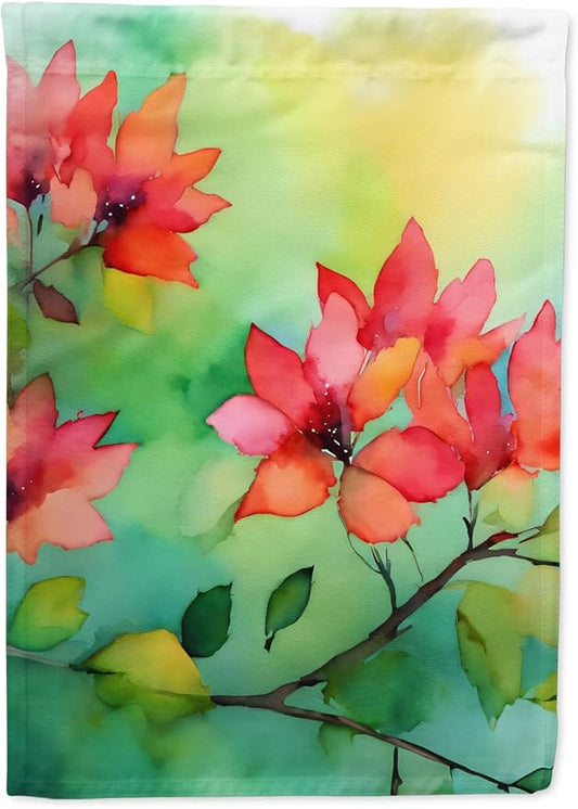 Caroline's Treasures Missouri Hawthorns in Watercolor House Flag Large Porch Sleeve Pole Decorative Outside Yard Banner Artwork Wall Hanging, Polyester, House Size, Multicolor