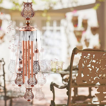 Wind Chimes Outdoor Clearance, Ukulork Owl Aluminum Tube Windchime with S Hook,Patio Garden Decor, Housewarming Gift.