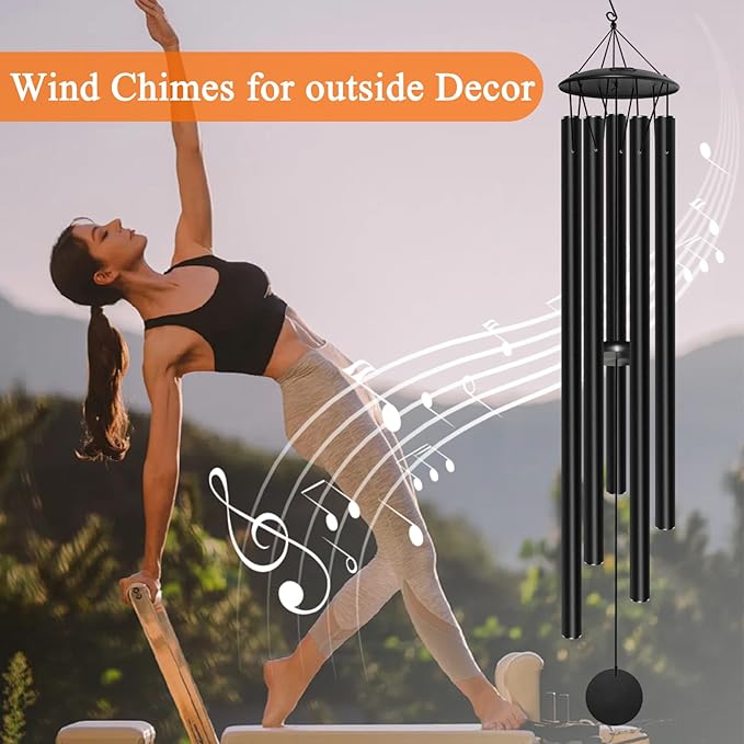 65" Extra Large Wind Chimes for Outside Deep Tone,Big WindChimes for Outdoor Porch Garden Patio Balcony Decor, Deep Tone Wind Chimes (Black)