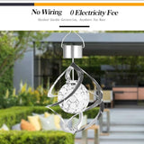 Powstro Solar Hanging Lamp, Wind Sparkling Crystal Ball Color Changing LED Ornament for Lawns and Gardens