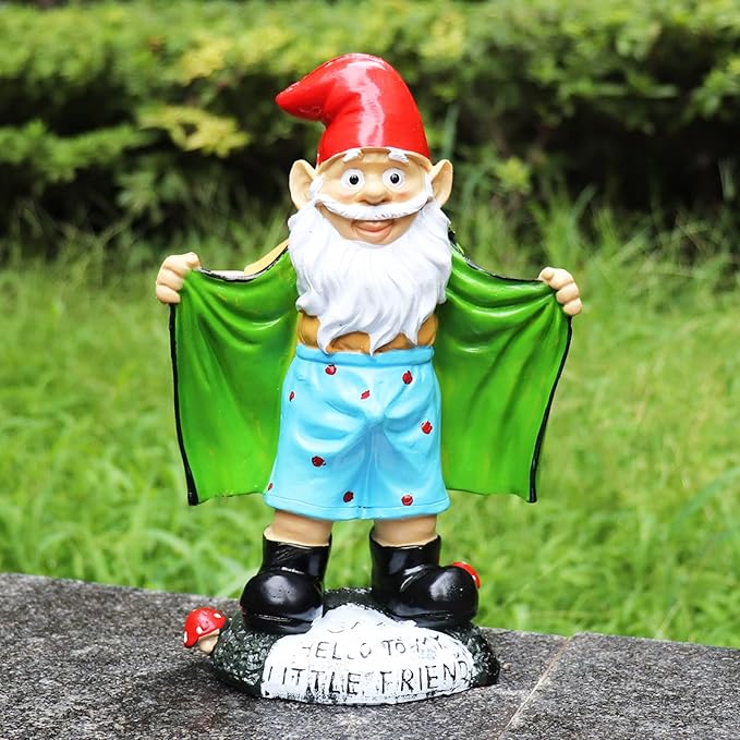 Tirifer 8.3inch/21cm Big Size Garden Gnome, Funny Outdoor Indoor Statue Gnome for Patio Lawn Garden Yard, Resin Naughty Dwarf Sculpture Art Decoration Unique Gift for Yard Balcony Porch Housewarming