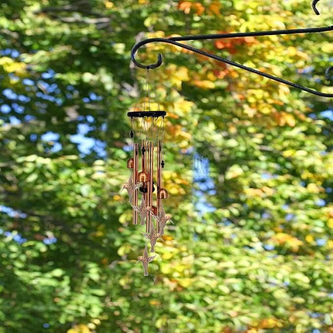 Wind Chimes Outdoor Clearance 32.2" luminum Tube Windchime with S Hook Decorative Wind Chime Hummingbird Gifts for Patio, Porch, Home Décor, Modern, Art Décor, Bronze