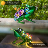 Frog Garden Decor Solar Statue Metal Yard Decorations Outdoor,Solar Frog Figurine Lights Frogs Ornament Lamps for Outside Yard,Lawn,Patio,Porch,Balcony