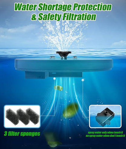 SZMP Solar Fountain Upgraded 100% Glass Panel, 3.5W Floating Solar Powered Water Pump Built-in 2000 Battery with 7 Nozzle & 4 Fixer, Solar Bird Bath Fountains for Garden, Pond, Outdoor