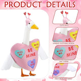 Abbylike 2 Sets Valentine's Day Porch Goose Outfits Conversation Heart Porch Yard Goose Outfits Clothes Costume Fits Large 23'' Cement for Garden Yard Statue Pathway Decorations