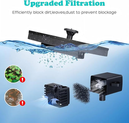 Solar Fountain Pump Bird Bath, 3W Floating Powered Water, Outdoor Panel for Garden, Pond, Pool, Decor & Tools