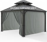 Gazebo Curtains Outdoor Waterproof - 10'Wx10'Lx7'H Weatherproof Patio Pergola Outside Curtains, Gazebo Universal Replacement Privacy Curtains, 4 Panels Sidewall Drapes with Zipper, Grey