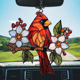 Red Cardinal Acrylic Suncatcher Stained Glass Effect Window Car Hanging Christmas Ornament Indoor Outdoor Decor Garden Sun Catcher Panel for Cardinal Lover for Women Mom Grandma