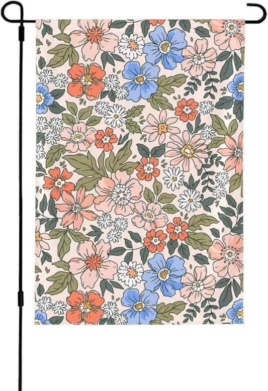 Hello Fall Garden Flags 12x18 Double Sided, Small Vintage Floral Yard Flag for Farmhouse Front Porch Lawn Outdoor Holiday Decor