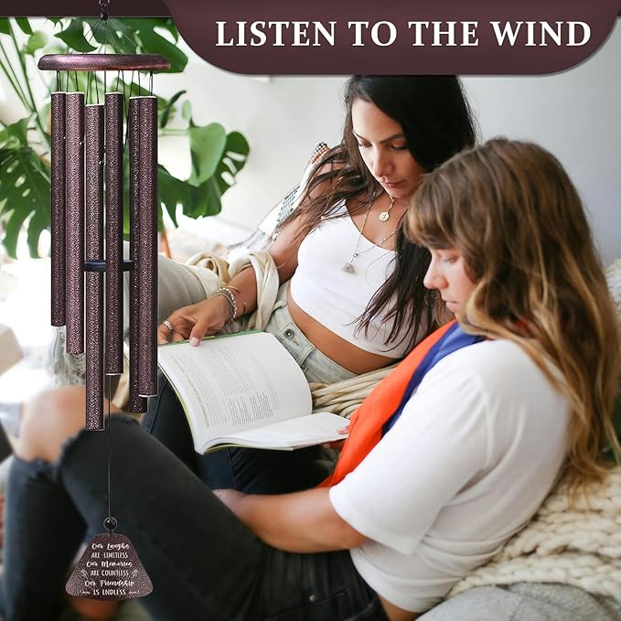 Mothers Day Friend Gifts for Woman, Best Friend Birthday Gifts for Women 32" Wind Chimes, Best Friends Birthday Gift for Bestie Long Distance, Unique Soul Sister BFF Friendship Gift Ideas