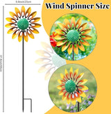 Sunflower Wind Spinners Outdoor, MeyRolizn Metal Pinwheel Wind Sculpture with Stake, Small Windmill for Garden Lawn Yard Patio Outside Art Decor(1pcs-Yellow)