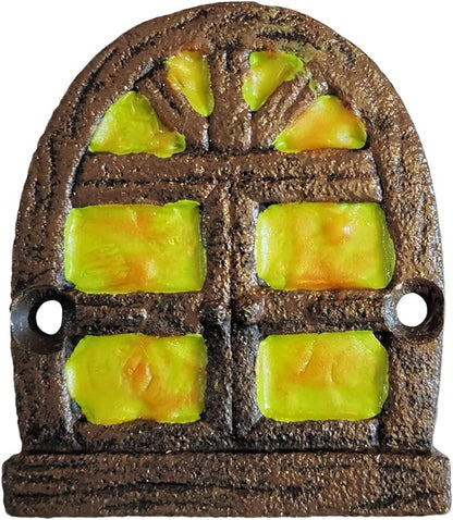 Lulu Decor 100% Cast Iron Miniature Fairy Door + 2 Windows with Glow in Dark Paint, Garden Ornament for Bottom of Trees (8 inches)