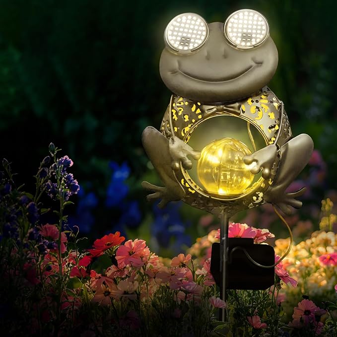 SRNPMIU Solar Lights Outdoor Decor, Solar Frog Yard Decorations Outdoor, Garden Decorative, IP65 Waterproof, Gifts for Women Mom, for Yard Patio Lawn Pathway Landscape