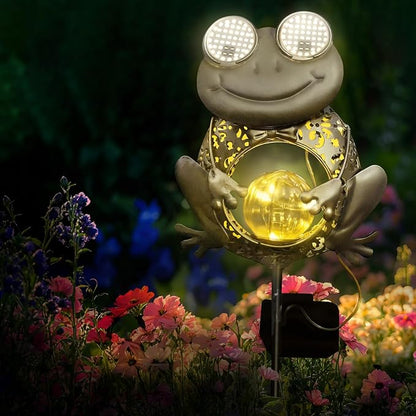 SRNPMIU Solar Lights Outdoor Decor, Solar Frog Yard Decorations Outdoor, Garden Decorative, IP65 Waterproof, Gifts for Women Mom, for Yard Patio Lawn Pathway Landscape