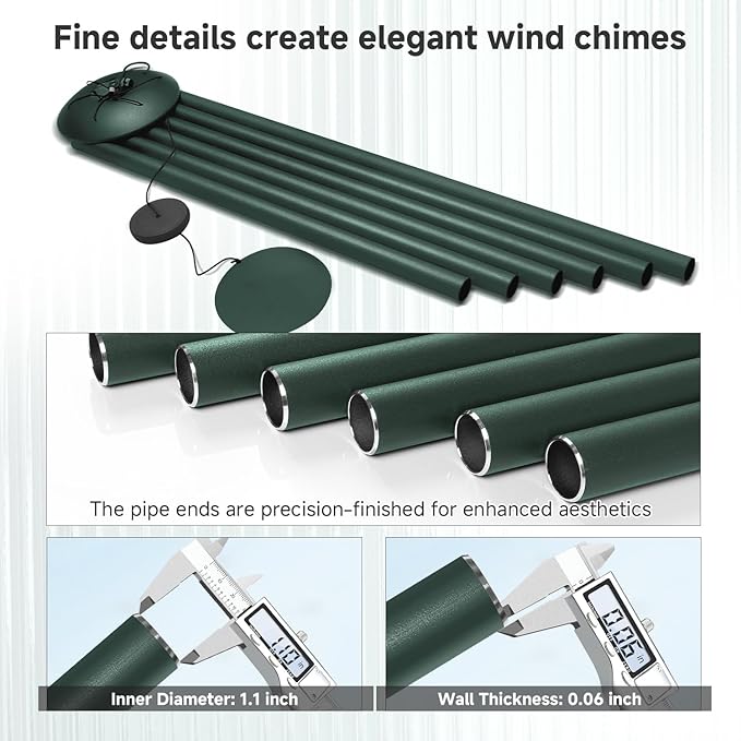 66" Extra Large Wind Chimes for Outside Deep Tone, 6 Thick and Bold Aluminum Tubes Tuned Relaxing Melody Wind Chime, Big Wind Chimes for Garden Patio Decor, Great Gift Idea for Mother's Day (Forest)