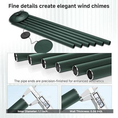66" Extra Large Wind Chimes for Outside Deep Tone, 6 Thick and Bold Aluminum Tubes Tuned Relaxing Melody Wind Chime, Big Wind Chimes for Garden Patio Decor, Great Gift Idea for Mother's Day (Forest)