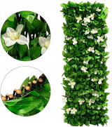DOEWORKS Expandable Fence Privacy Screen for Balcony Patio Outdoor, Faux Ivy Fencing Panel for Backdrop Garden Backyard Home Decorations - 2PACK