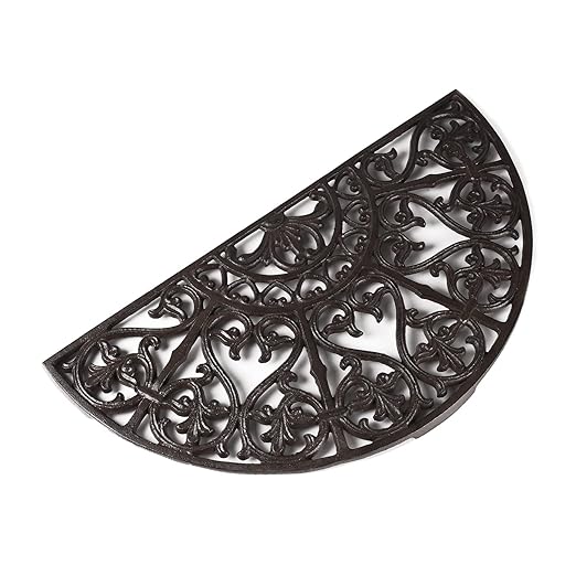 BRASSTAR Cast Iron Semicircle Stepping Stone with Delicate Symmetrical Pattern Garden Lawn Flower Bed Outdoor Farmland Decor TQGJPT424