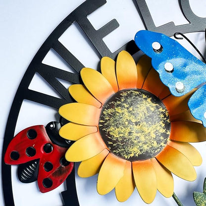Rustic Metal Hand-Painted Owls Wreath Wall Art Decor Front Door Wreaths Garden Shop Welcome Sign Door Hanger Indoor Outdoor Decoration